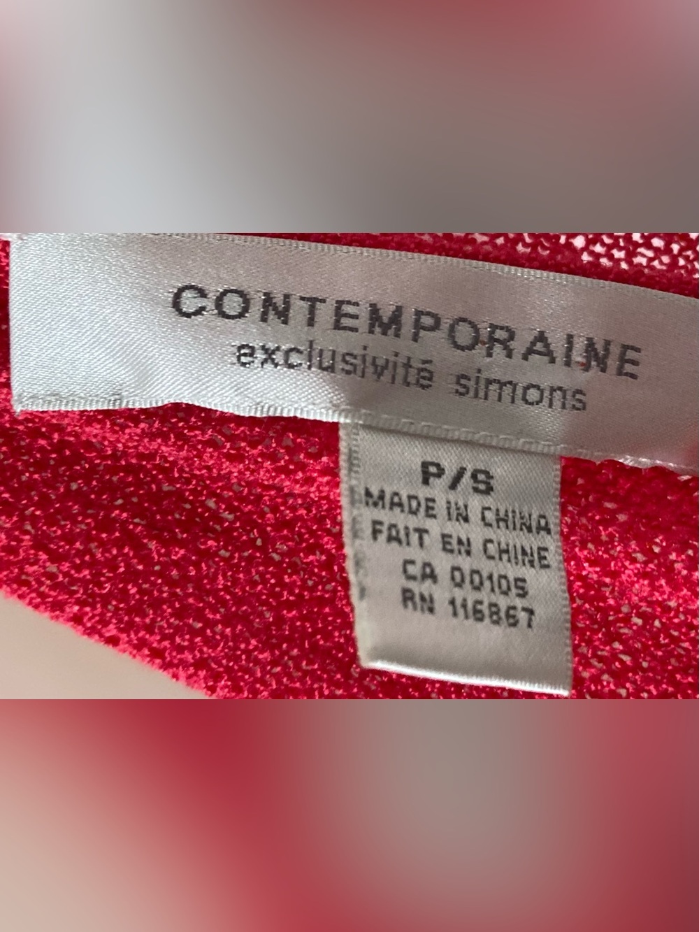 Contemporaine Simons Red Open Front Sheer Knit Cardigan Petite Small - Picture 2 of 4